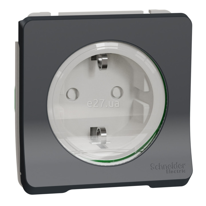 Розетка 220В Schneider Electric MUR36134 Mureva Styl, чорний, пластик, із заземленням, Schuko, ip55, із захисною кришкою, зі шторками · Schneider Electric · schneider-electric-mur36134
