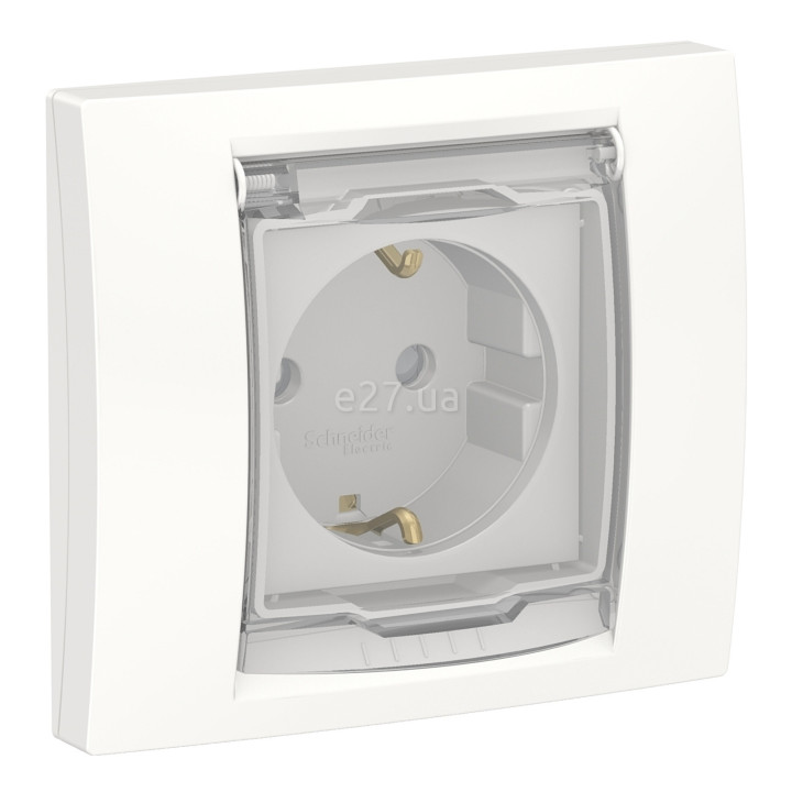 Розетка 220В Schneider Electric NU003718 Unica New, білий, пластик, із заземленням, Schuko, ip44, із захисною кришкою, зі шторками, для врізного монтажу · Schneider Electric · schneider-electric-nu003718