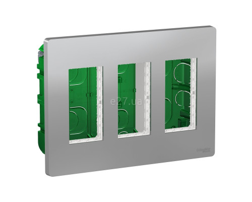 Монтажна коробка Schneider Electric NU173430 Unica New System+, алюміній, пластик, для врізного монтажу
