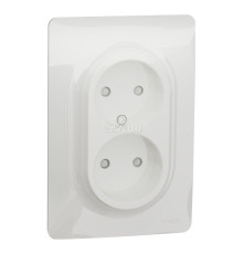 Розетка подвійна 220В Schneider Electric NU206318 Unica New, білий, пластик, без заземлення, ip21, без захисної кришки, зі шторками, для врізного монтажу