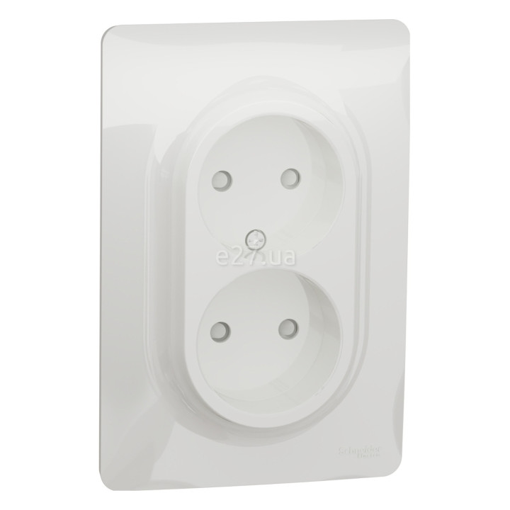 Розетка подвійна 220В Schneider Electric NU206318 Unica New, білий, пластик, без заземлення, ip21, без захисної кришки, зі шторками, для врізного монтажу · Schneider Electric · schneider-electric-nu206318