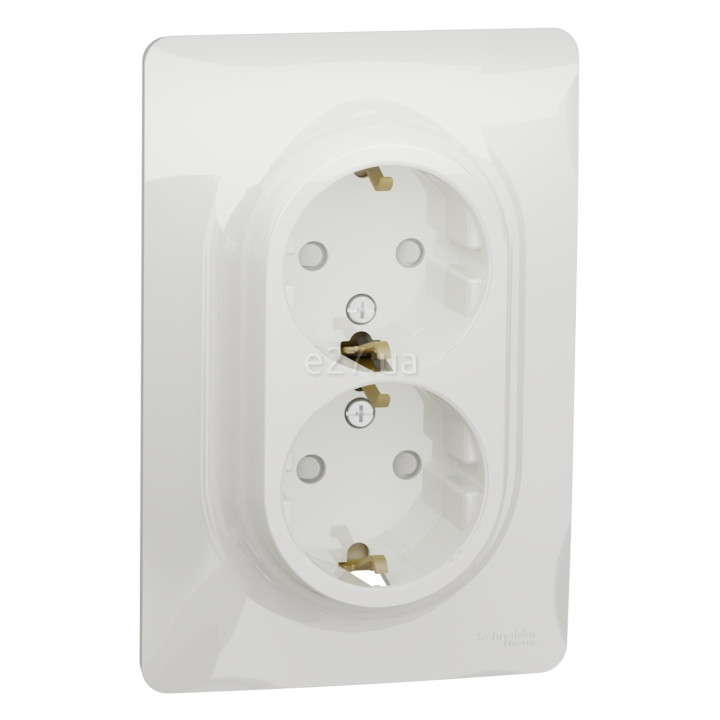 Розетка подвійна 220В Schneider Electric NU206718 Unica New, білий, пластик, із заземленням, Schuko, без захисної кришки, зі шторками, для врізного монтажу · Schneider Electric · schneider-electric-nu206718