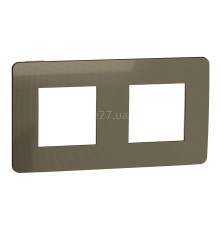 Рамка 2 поста Schneider Electric NU280451 Unica New Studio Metal, бронза/бежевий, пластик