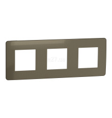 Рамка 3 поста Schneider Electric NU280650 Unica New Studio Metal, бронза/білий, пластик
