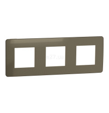 Рамка 3 поста Schneider Electric NU280651 Unica New Studio Metal, бронза/бежевий, пластик