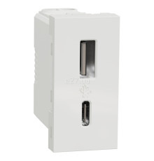 Розетка USB Schneider Electric NU301618 Unica New, білий, пластик, ip20, для врізного монтажу