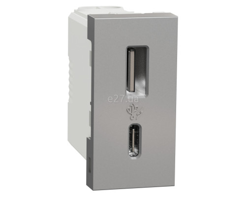 Розетка USB Schneider Electric NU301630 Unica New, алюміній, пластик, ip20, для врізного монтажу