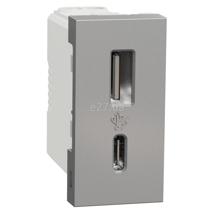 Розетка USB Schneider Electric NU301630 Unica New, алюміній, пластик, ip20, для врізного монтажу · Schneider Electric · schneider-electric-nu301630