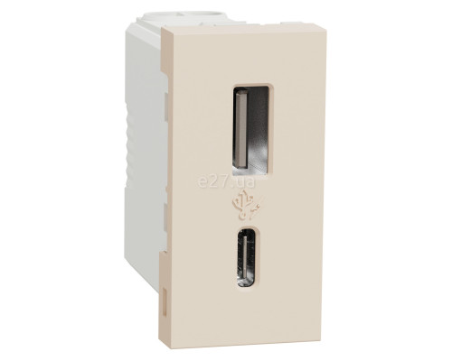 Розетка USB Schneider Electric NU301644 Unica New, бежевий, пластик, ip20, для врізного монтажу