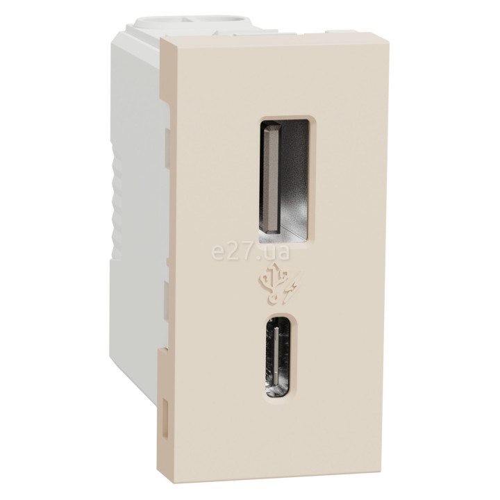 Розетка USB Schneider Electric NU301644 Unica New, бежевий, пластик, ip20, для врізного монтажу · Schneider Electric · schneider-electric-nu301644
