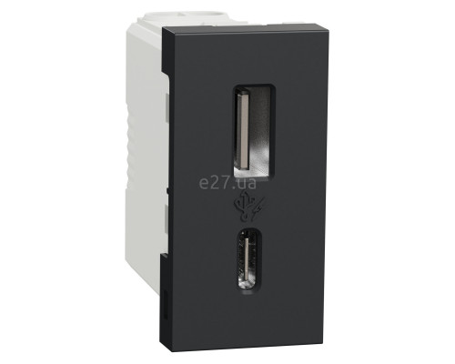 Розетка USB Schneider Electric NU301654 Unica New, антрацит, пластик, ip20, для врізного монтажу