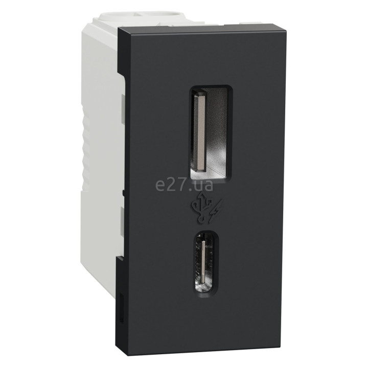 Розетка USB Schneider Electric NU301654 Unica New, антрацит, пластик, ip20, для врізного монтажу · Schneider Electric · schneider-electric-nu301654