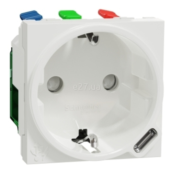 Розетка 220В з USB Schneider Electric NU301718 Unica New, 10A, білий, пластик, із заземленням, Schuko, ip20, без захисної кришки, зі шторками · Schneider Electric · schneider-electric-nu301718