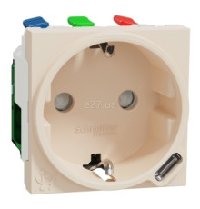 Розетка 220В з USB Schneider Electric NU301744 Unica New, 10A, бежевий, пластик, із заземленням, Schuko, ip20, без захисної кришки, зі шторками