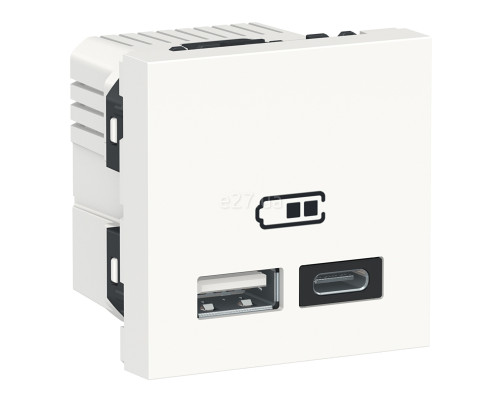 Розетка USB Schneider Electric NU301818 Unica New, білий, пластик
