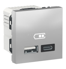 Розетка USB Schneider Electric NU301830 Unica New, алюміній, пластик