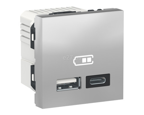 Розетка USB Schneider Electric NU301830 Unica New, алюміній, пластик