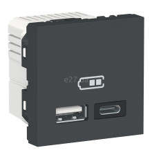 Розетка USB Schneider Electric NU301854 Unica New, антрацит, пластик