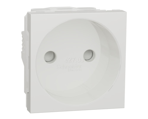 Розетка 220В Schneider Electric NU303318 Unica New, білий, пластик, без заземлення, без захисної кришки, зі шторками
