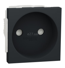 Розетка 220В Schneider Electric NU303354 Unica New, антрацит, пластик, без заземлення, ip21, без захисної кришки, зі шторками
