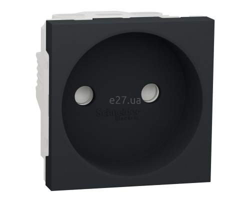 Розетка 220В Schneider Electric NU303354 Unica New, антрацит, пластик, без заземлення, ip21, без захисної кришки, зі шторками