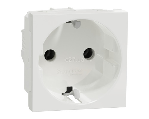 Розетка 220В Schneider Electric NU303618 Unica New, білий, пластик, із заземленням, Schuko, ip20, без захисної кришки, без шторок