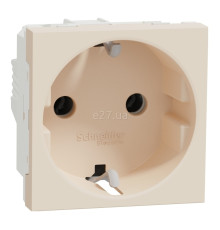 Розетка 220В Schneider Electric NU303644 Unica New, бежевий, пластик, із заземленням, Schuko, ip20, без захисної кришки, зі шторками