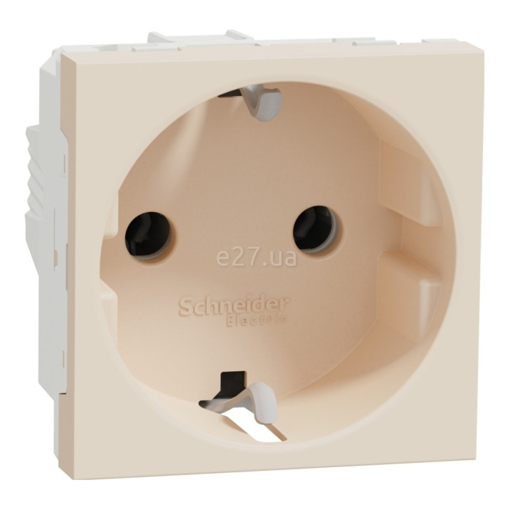 Розетка 220В Schneider Electric NU303644 Unica New, бежевий, пластик, із заземленням, Schuko, ip20, без захисної кришки, зі шторками · Schneider Electric · schneider-electric-nu303644