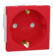 Розетка 220В Schneider Electric NU303703 Unica New, червоний, пластик, із заземленням, Schuko, ip21, без захисної кришки, зі шторками