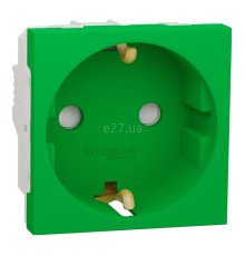Розетка 220В Schneider Electric NU303706 Unica New, зелений, пластик, із заземленням, Schuko, ip21, без захисної кришки, зі шторками