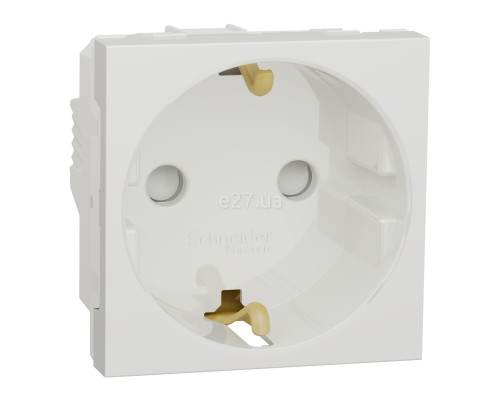 Розетка 220В Schneider Electric NU303718 Unica New, білий, пластик, із заземленням, Schuko, ip21, без захисної кришки, зі шторками