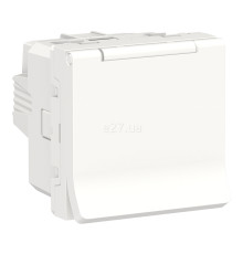Розетка 220В Schneider Electric NU303718TA Unica New, білий, пластик, із заземленням, Schuko, із захисною кришкою, зі шторками