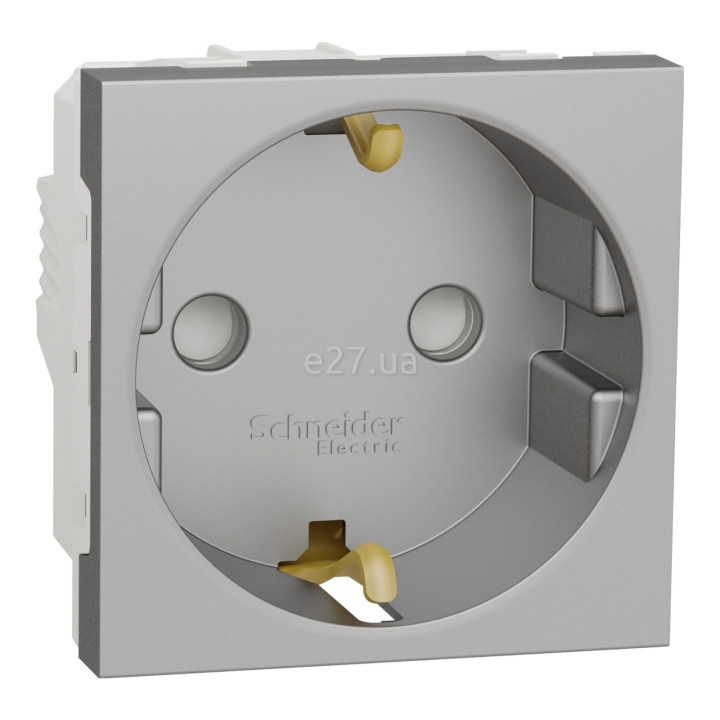 Розетка 220В Schneider Electric NU303730 Unica New, алюміній, пластик, із заземленням, Schuko, ip21, без захисної кришки, зі шторками · Schneider Electric · schneider-electric-nu303730