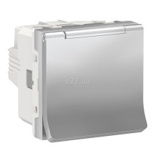 Розетка 220В Schneider Electric NU303730TA Unica New, алюміній, пластик, із заземленням, Schuko, із захисною кришкою, зі шторками