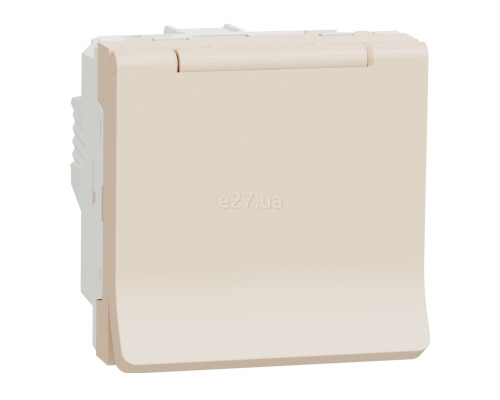 Розетка 220В Schneider Electric NU303744TA Unica New, бежевий, пластик, із заземленням, Schuko, ip40, із захисною кришкою, зі шторками
