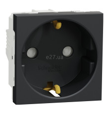 Розетка 220В Schneider Electric NU303754 Unica New, антрацит, пластик, із заземленням, Schuko, ip21, без захисної кришки, зі шторками