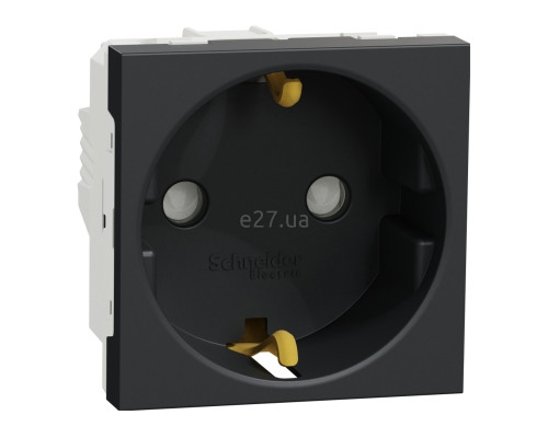 Розетка 220В Schneider Electric NU303754 Unica New, антрацит, пластик, із заземленням, Schuko, ip21, без захисної кришки, зі шторками