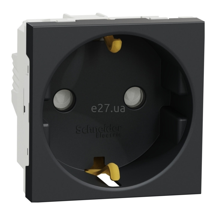 Розетка 220В Schneider Electric NU303754 Unica New, антрацит, пластик, із заземленням, Schuko, ip21, без захисної кришки, зі шторками · Schneider Electric · schneider-electric-nu303754
