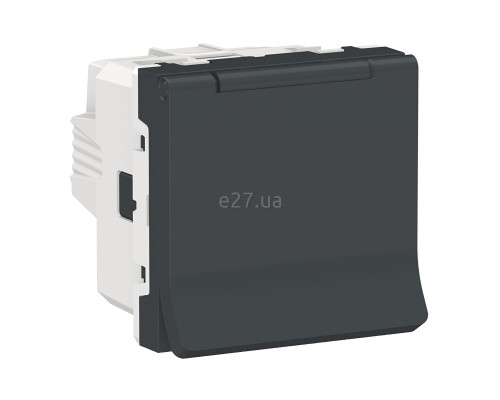Розетка 220В Schneider Electric NU303754TA Unica New, антрацит, пластик, із заземленням, Schuko, із захисною кришкою, зі шторками