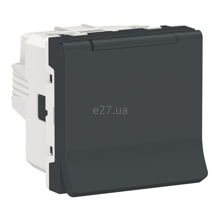 Розетка 220В Schneider Electric NU303754TA Unica New, антрацит, пластик, із заземленням, Schuko, із захисною кришкою, зі шторками · Schneider Electric · schneider-electric-nu303754ta
