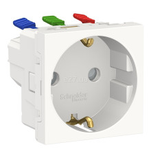 Розетка 220В Schneider Electric NU305718 Unica New, білий, пластик, із заземленням, Schuko, без захисної кришки, зі шторками