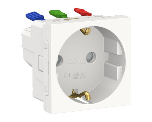 Розетка 220В Schneider Electric NU305718 Unica New, білий, пластик, із заземленням, Schuko, без захисної кришки, зі шторками