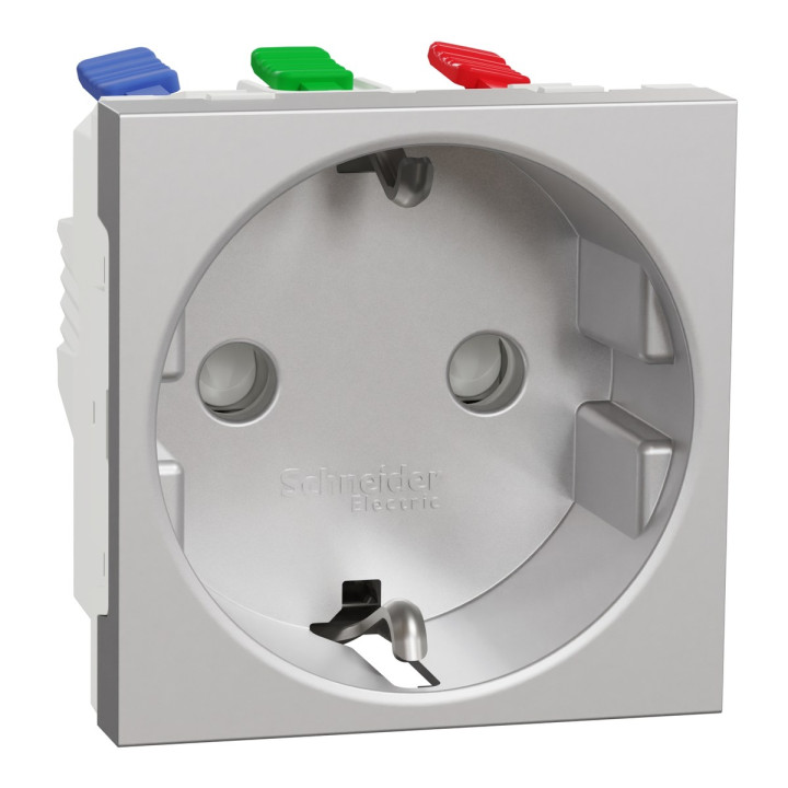 Розетка 220В Schneider Electric NU305730 Unica New, алюміній, пластик, із заземленням, Schuko, без захисної кришки, зі шторками · Schneider Electric · schneider-electric-nu305730