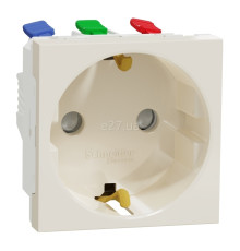 Розетка 220В Schneider Electric NU305744 Unica New, бежевий, пластик, із заземленням, Schuko, ip20, без захисної кришки, зі шторками