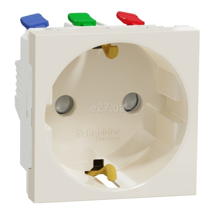 Розетка 220В Schneider Electric NU305744 Unica New, бежевий, пластик, із заземленням, Schuko, ip20, без захисної кришки, зі шторками · Schneider Electric · schneider-electric-nu305744