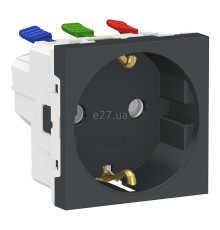 Розетка 220В Schneider Electric NU305754 Unica New, антрацит, пластик, із заземленням, Schuko, без захисної кришки, зі шторками