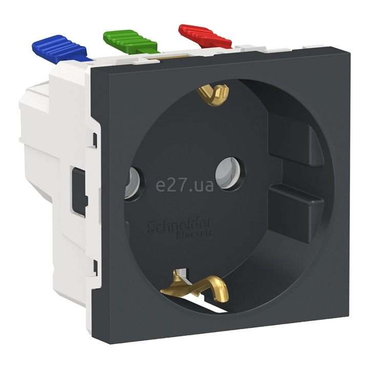 Розетка 220В Schneider Electric NU305754 Unica New, антрацит, пластик, із заземленням, Schuko, без захисної кришки, зі шторками · Schneider Electric · schneider-electric-nu305754