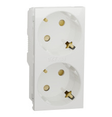 Розетка подвійна 220В Schneider Electric NU306718A Unica New, білий, пластик, із заземленням, Schuko, без захисної кришки, зі шторками