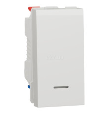Перемикач прохідний 1-клавішний Schneider Electric NU310318S Unica New, білий, пластик, сумісний з підсвіткою або індикацією