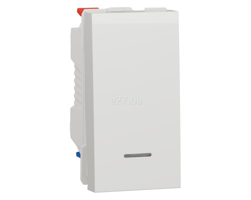 Перемикач прохідний 1-клавішний Schneider Electric NU310318S Unica New, білий, пластик, сумісний з підсвіткою або індикацією